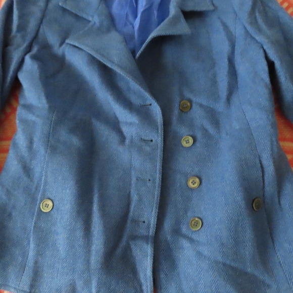 Nina McLemore Blue Herringbone Lambswool Wool Jacket Blazer Size 4 $795 - Picture 2 of 5